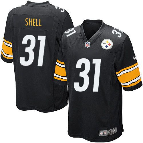 Men Pittsburgh Steelers #31 Shell Nike Black Game Player NFL Jersey